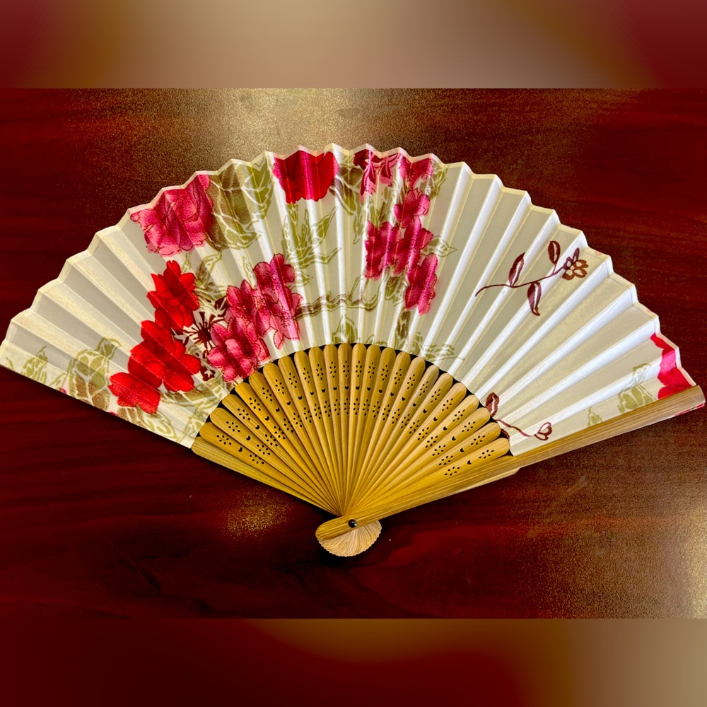 Floral Hand Fan with Zipper Case